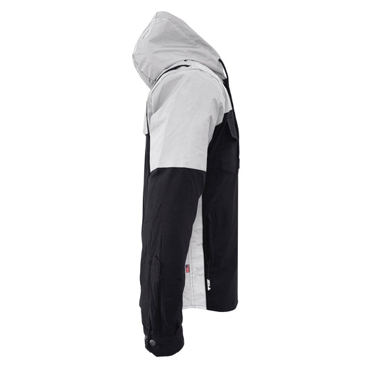 Protective Reflective Flannel Hoodie "Alloy Eclipse" For Men - Black and Silver