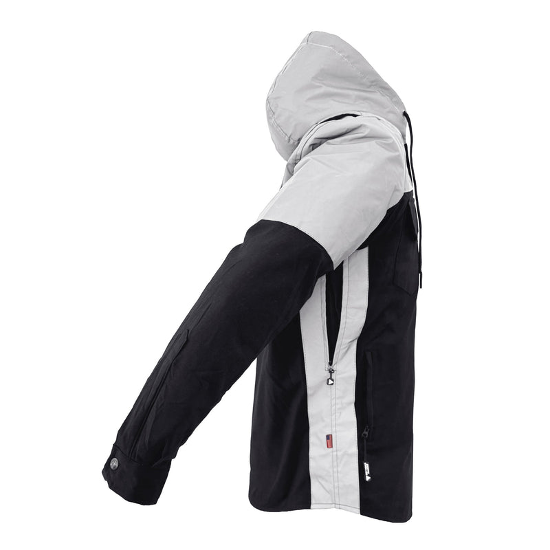 Load image into Gallery viewer, Protective Reflective Flannel Hoodie "Alloy Eclipse" For Men - Black and Silver
