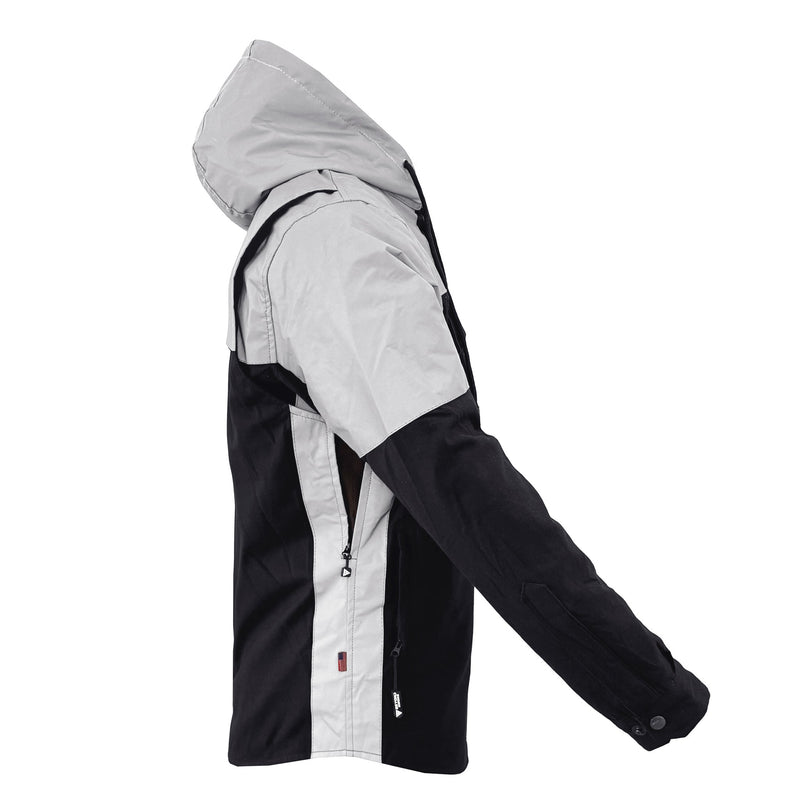 Load image into Gallery viewer, Protective Reflective Flannel Hoodie "Alloy Eclipse" For Men - Black and Silver
