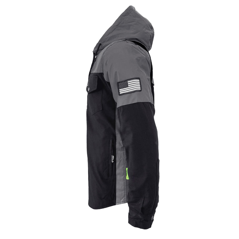 Load image into Gallery viewer, Protective Reflective Flannel Hoodie "Nightfall Nebula" For Men - Black
