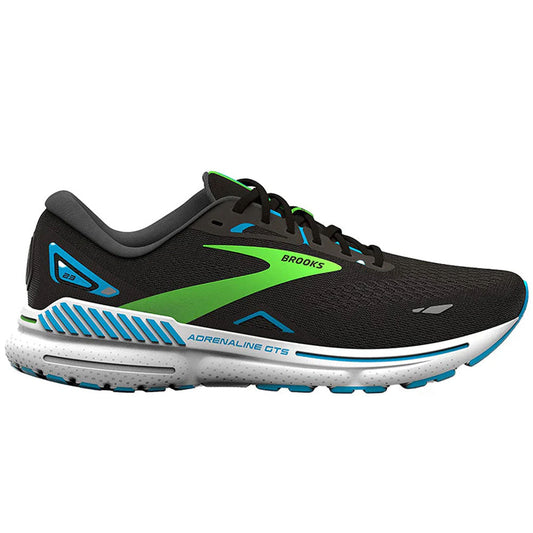 Men's Brooks Adrenaline GTS 23, Black/Hawaiian Ocean/Green, 8 B Narrow - Skoutley Outdoors LLC