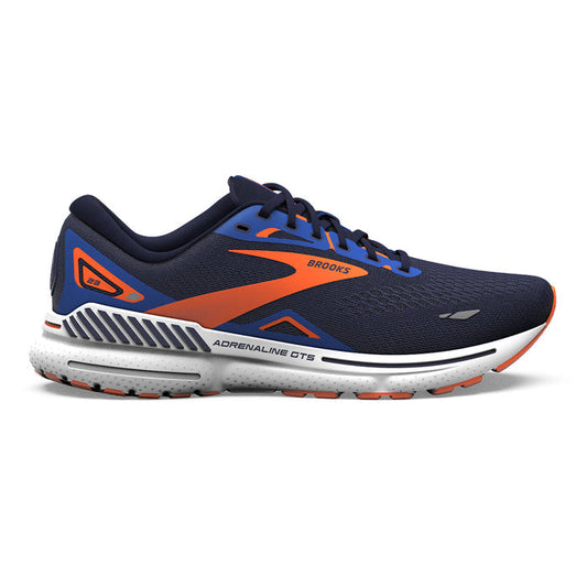 Men's Brooks Adrenaline GTS 23, Peacoat/Orange/Surf the Web, 7.5 D Medium - Skoutley Outdoors LLC