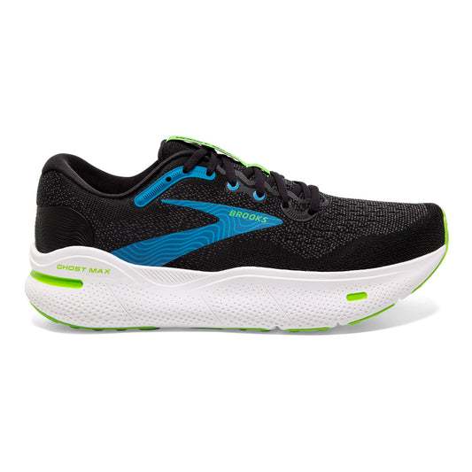 Men's Brooks Ghost Max, Black/Atomic Blue/Jasmine, 11.5 2E Wide - Skoutley Outdoors LLC