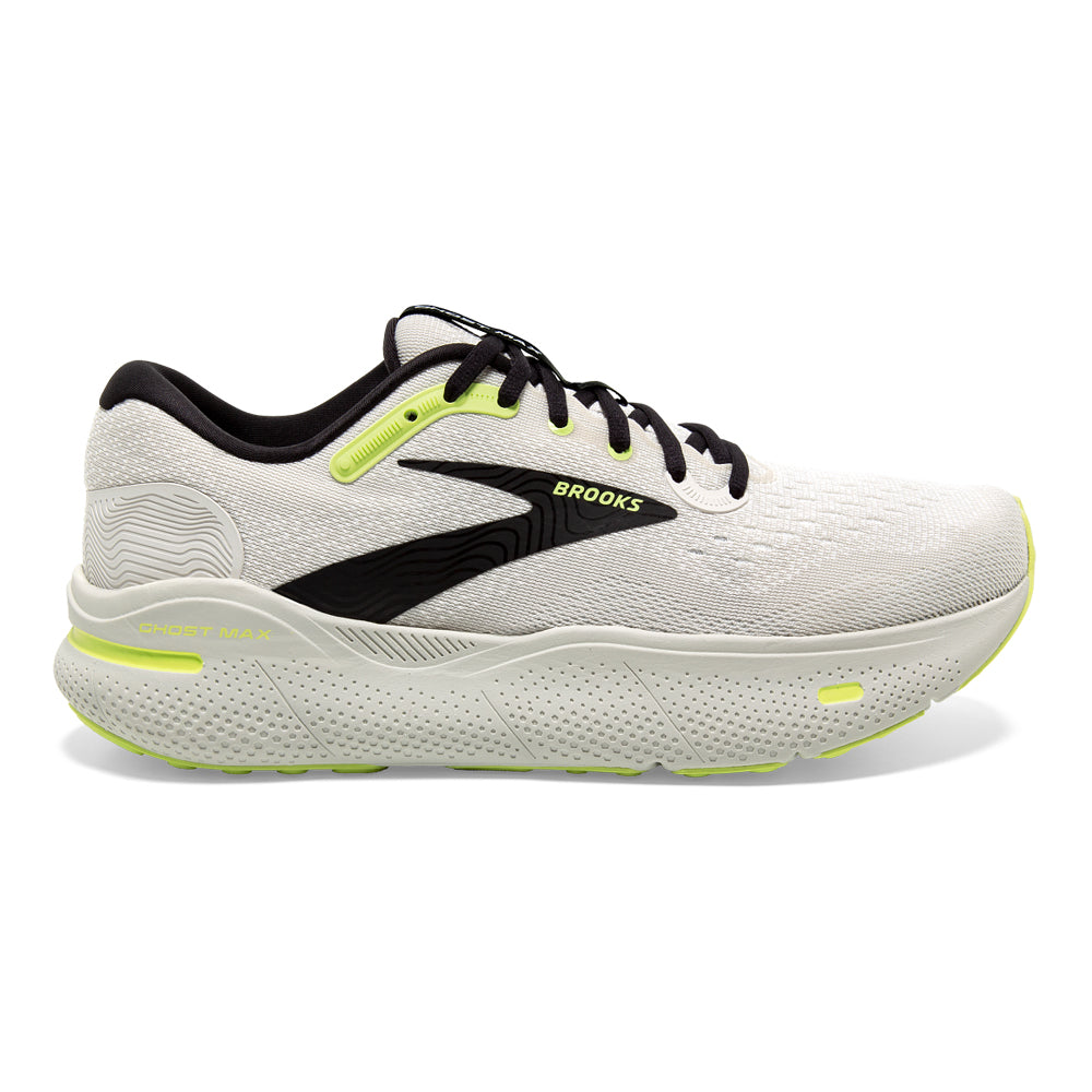 Men's Brooks Ghost Max, Grey/Black/Sharp Green, 10 D Medium - Skoutley Outdoors LLC
