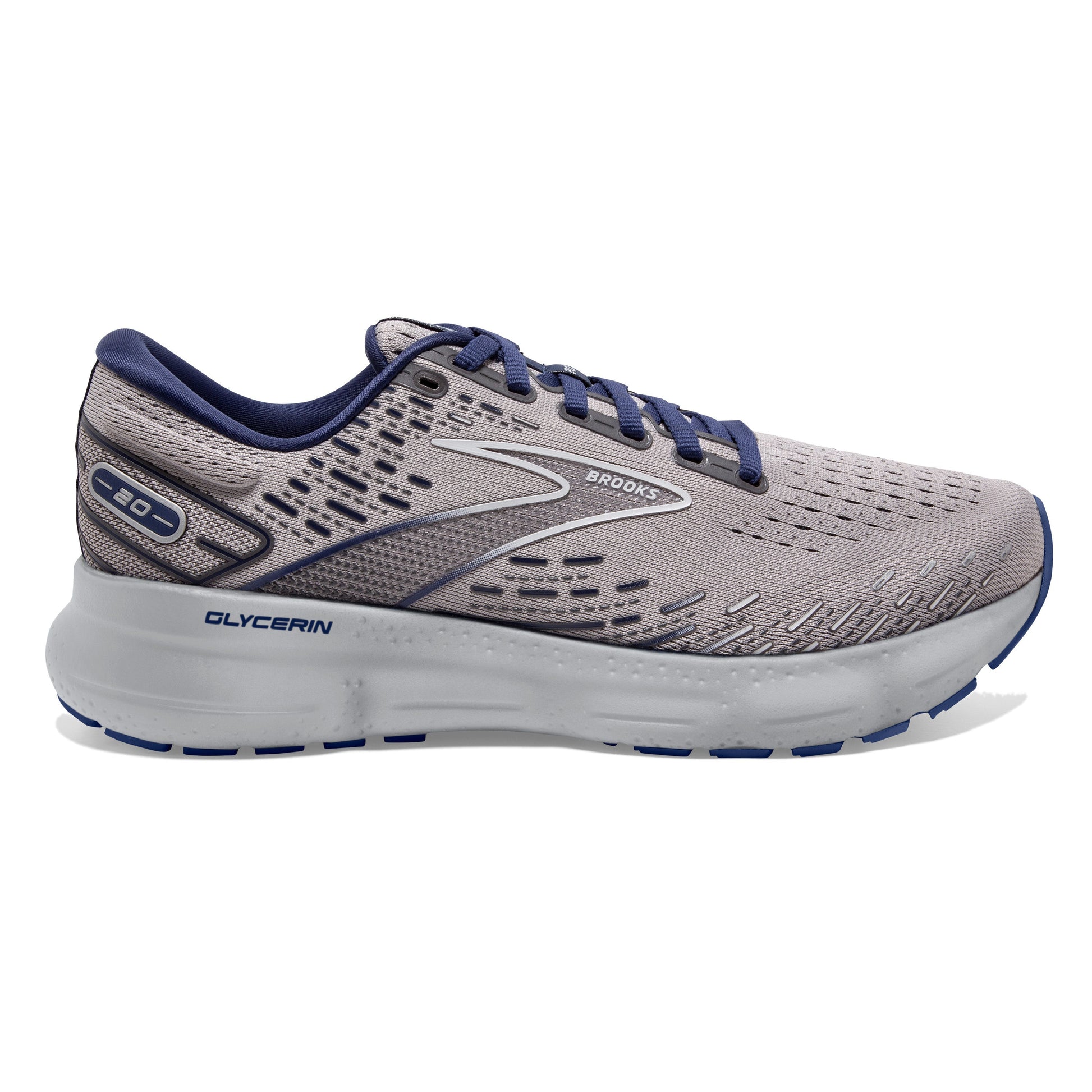 Men's Brooks Glycerin 20, Alloy/Grey/Blue Depths, 15 D Medium - Skoutley Outdoors LLC