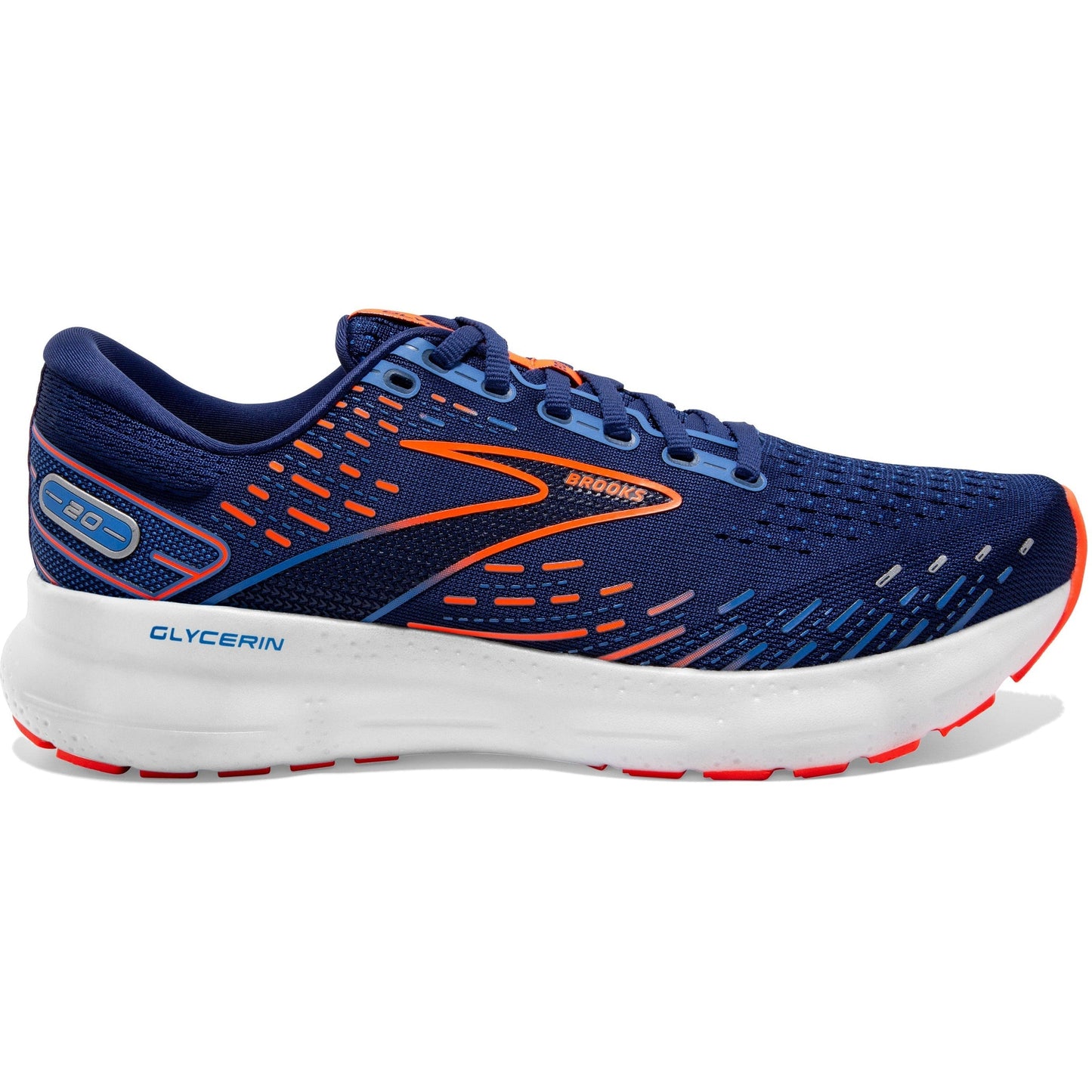 Men's Brooks Glycerin 20, Blue Depths/Palace Blue/Orange, 10.5 D Medium - Skoutley Outdoors LLC