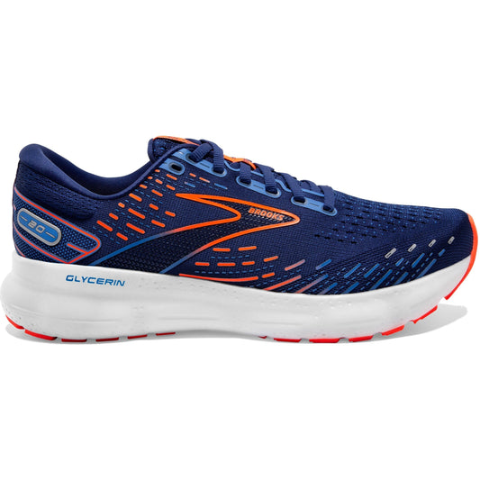 Men's Brooks Glycerin 20, Blue Depths/Palace Blue/Orange, 10.5 D Medium - Skoutley Outdoors LLC