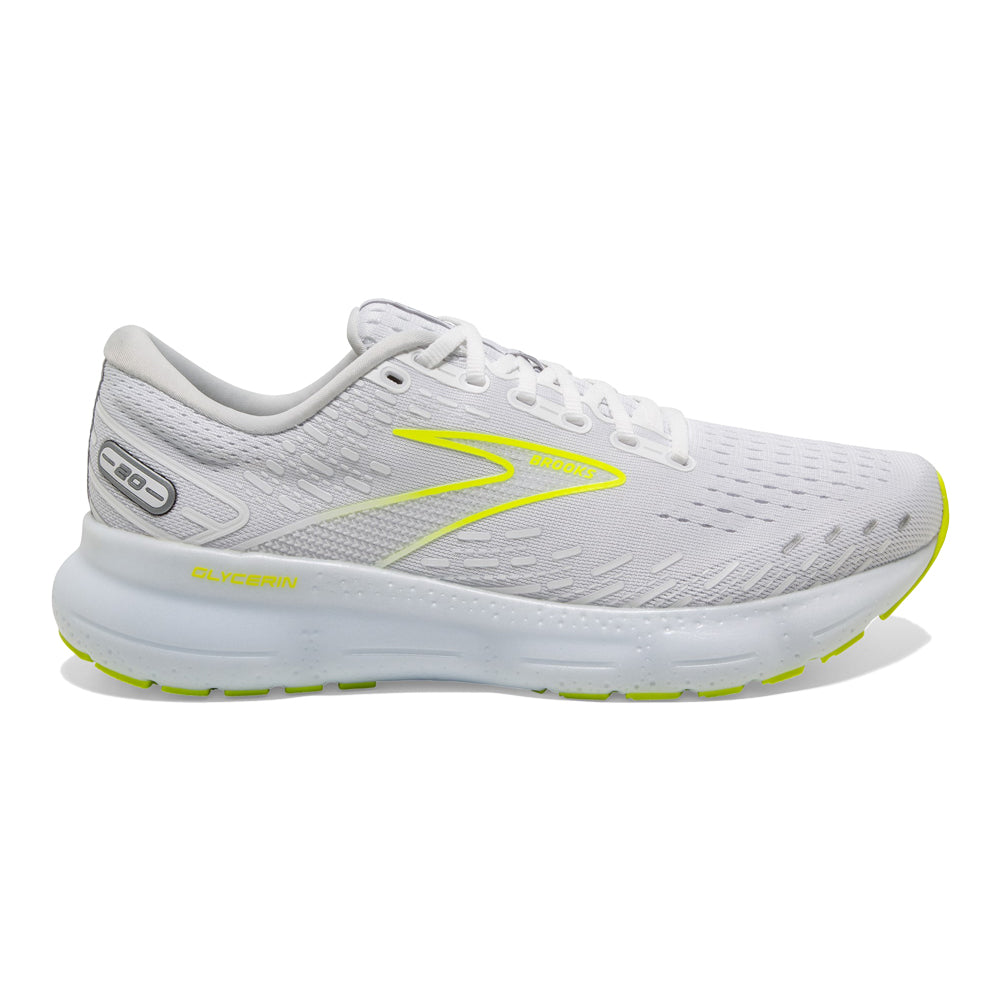 Men's Brooks Glycerin 20, White/Nightlife, 7.5 D Medium - Skoutley Outdoors LLC