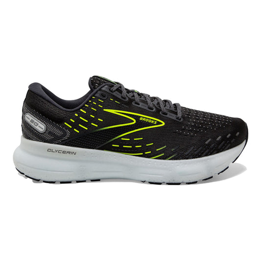 Men's Brooks Glycerin 20, Ebony/White/Nightlife, 7 D Medium - Skoutley Outdoors LLC