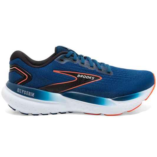 Men's Brooks Glycerin 21, Blue Opal/Black/Nasturtium, 7 D Medium - Skoutley Outdoors LLC