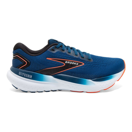 Men's Brooks Glycerin 21, Blue Opal/Black/Nasturtium, 10 2E Wide - Skoutley Outdoors LLC