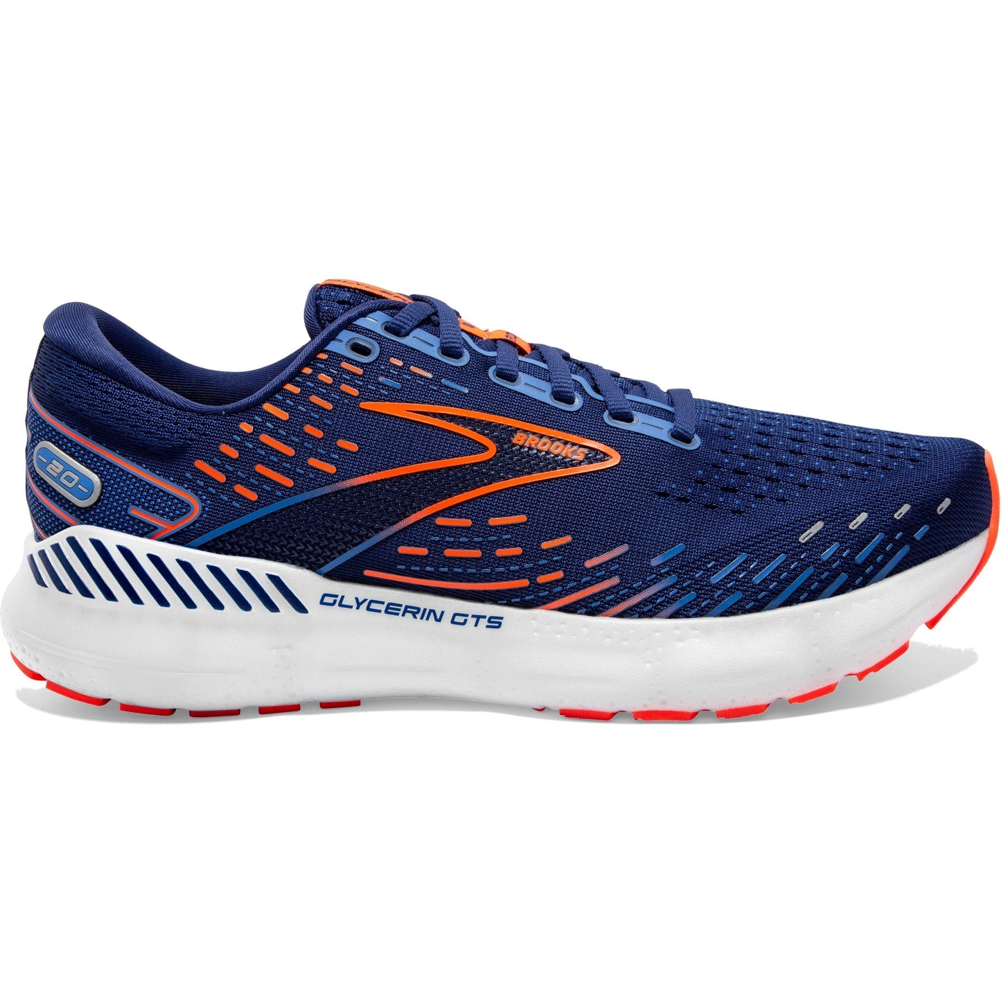 Men's Brooks Glycerin GTS 20, Blue Depths/Palace Blue/Orange, 13 D Medium - Skoutley Outdoors LLC