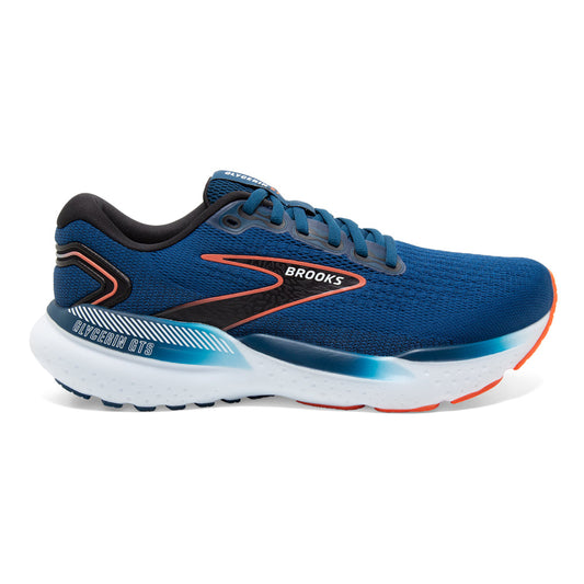 Men's Brooks Glycerin GTS 21, Blue Opal/Black/Nasturtium, 7 D Medium - Skoutley Outdoors LLC