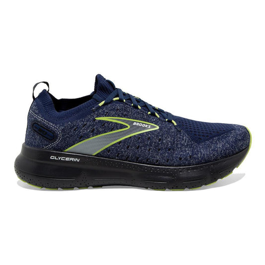 Men's Brooks Glycerin StealthFit 20, Blue/Ebony/Lime, 7 D Medium - Skoutley Outdoors LLC