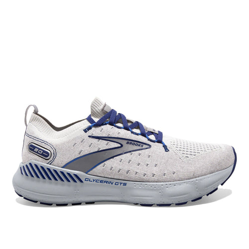 Men's Brooks Glycerin StealthFit GTS 20, Oyster/Alloy/Blue Depths, 12.5 D Medium - Skoutley Outdoors LLC