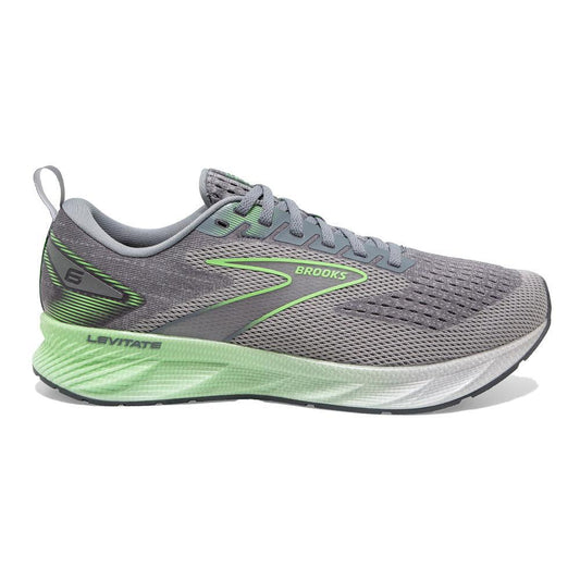 Men's Brooks Levitate 6, Primer Grey/Neon Green, 11.5 D Medium - Skoutley Outdoors LLC
