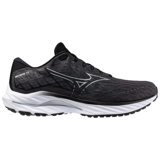 Men's Mizuno Wave Inspire 20, Ebony/White, 8.5 2E Wide - Skoutley Outdoors LLC