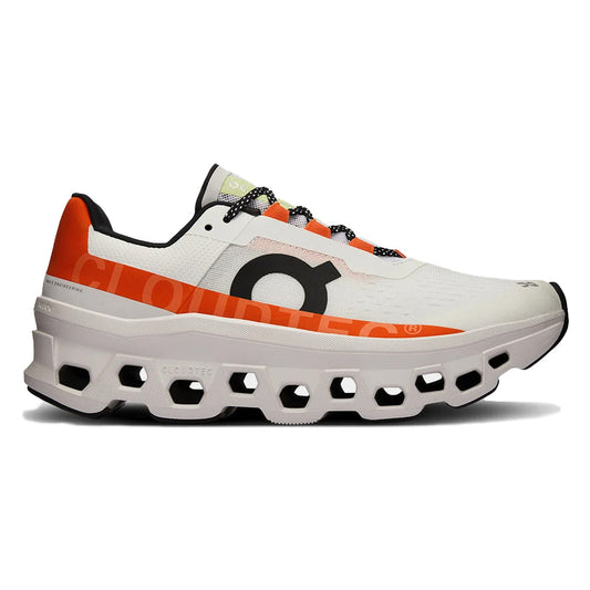 Men's On Cloudmonster, Undyed-White/Flame, 8 D Medium - Skoutley Outdoors LLC