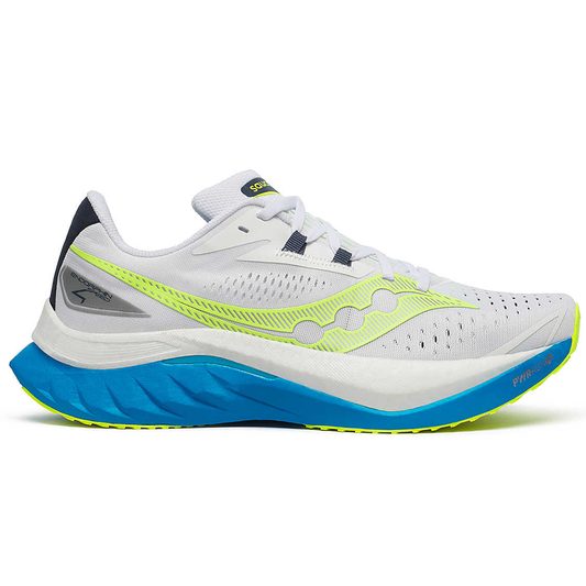 Men's Saucony Endorphin Speed 4, White/Viziblue, 9.5 D Medium - Skoutley Outdoors LLC