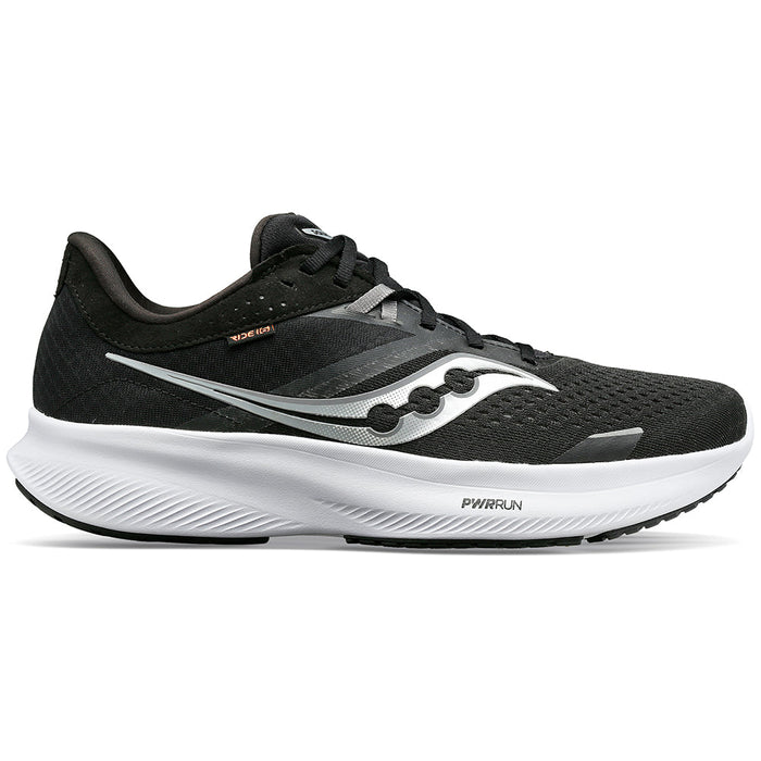 Women's Saucony Ride 16, Black/White, 6 B Medium - Skoutley Outdoors LLC