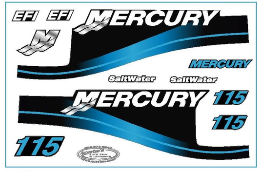 BLUE Replacement Decal Kit for Mercury Outboard Motor