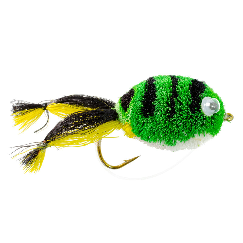 Load image into Gallery viewer, Messingers Frog Bass Fly Fishing Bug 6 Flies Hook Size 4 Wide Gape Bass Hooks With Weed Guard
