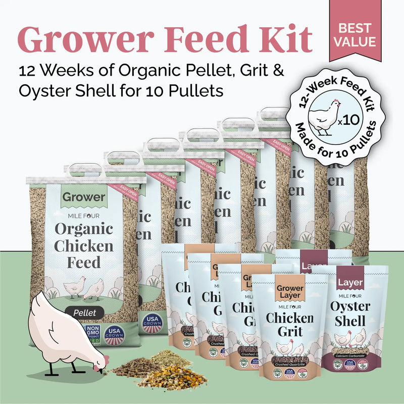 Load image into Gallery viewer, Grower Feed Kit | 12 Weeks of Organic Feed &amp; Grit for 10 Pullets

