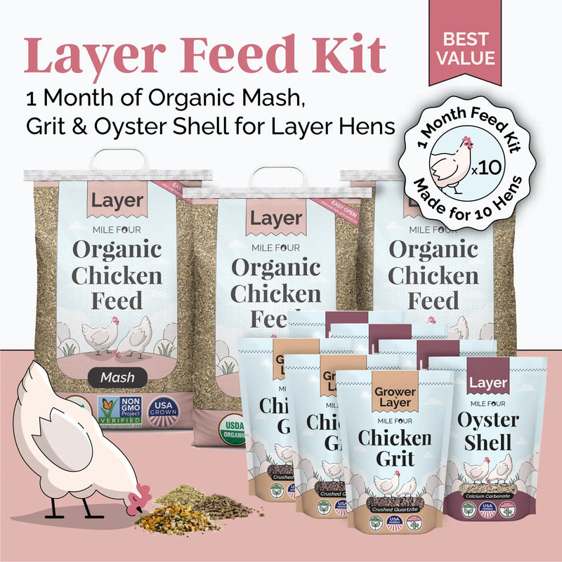 Load image into Gallery viewer, Layer Feed Kit | 1 Month of Organic Feed, Grit &amp; Oyster Shell for 10 Layers
