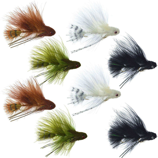 Mini Sex Dungeon Streamer Sampler - 8 Flies - 4 Colors - Size 6 - Articulated Trout Bass Steelhead Salmon and Bass Fly Fishing Flies - Skoutley Outdoors LLC
