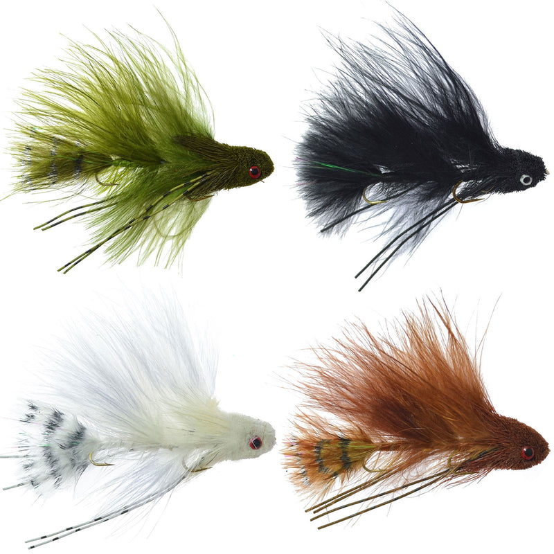 Load image into Gallery viewer, Mini Sex Dungeon Streamer Sampler - 4 Colors - Size 6 - Articulated Trout Bass Steelhead Salmon and Bass Fly Fishing Flies
