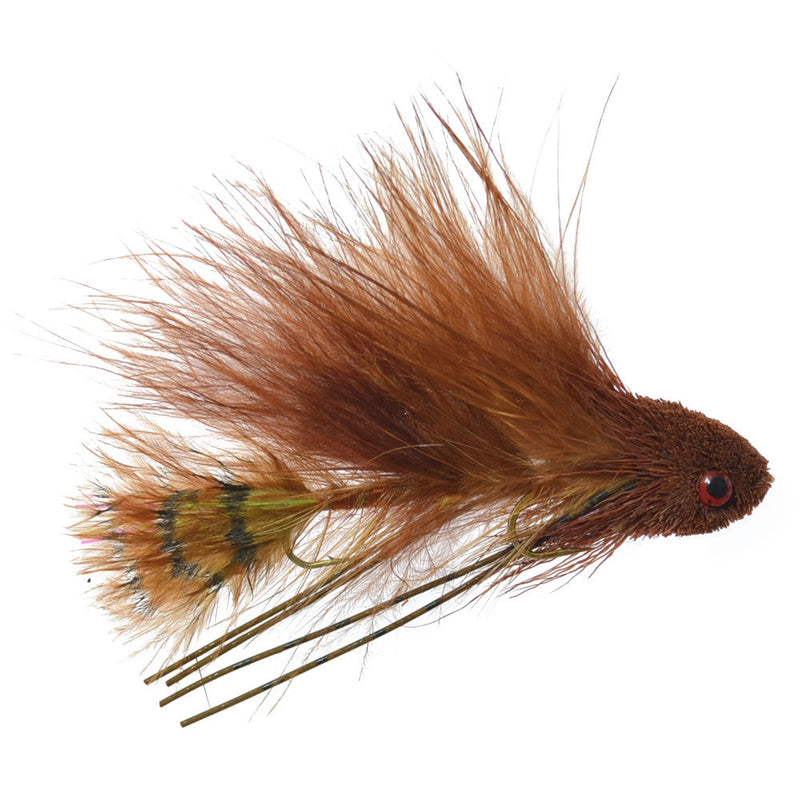 Load image into Gallery viewer, 3 Pack Mini Sex Dungeon Streamer Brown- Size 6 - Articulated Trout Bass Steelhead Salmon and Bass Fly Fishing Flies
