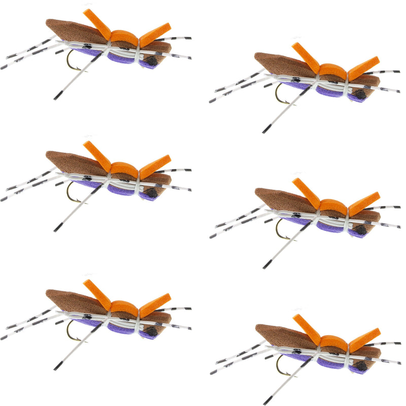 Load image into Gallery viewer, Moorish Hopper Purple Foam Body Grasshopper Fly - 6 Flies Hook Size 10
