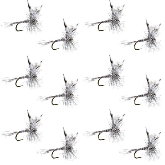 Barbless Mosquito Classic Trout Dry Fly Fishing 1 Dozen Flies - Hook Size 12