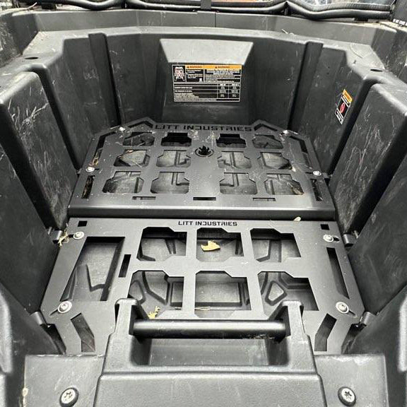 Load image into Gallery viewer, milwaukee packout toolbox or cooler mount plate dimensions aftermarket accessories utv half mount for polaris rzr pro xp or xp4 models by litt industries
