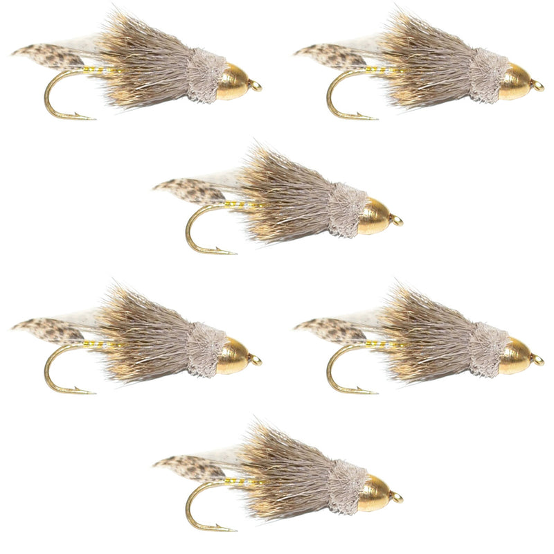 Load image into Gallery viewer, Cone Head Muddler Minnow Trout and Bass Streamer Fly - 6 Flies Size 4
