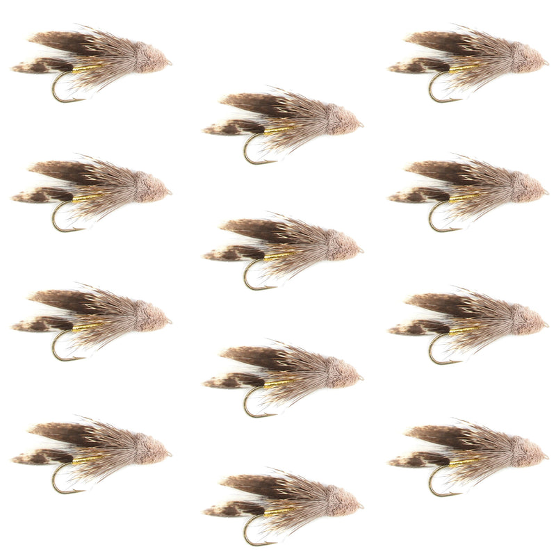 Load image into Gallery viewer, Muddler Minnow Streamer Fishing Fly - 12 Flies Hook Size 4
