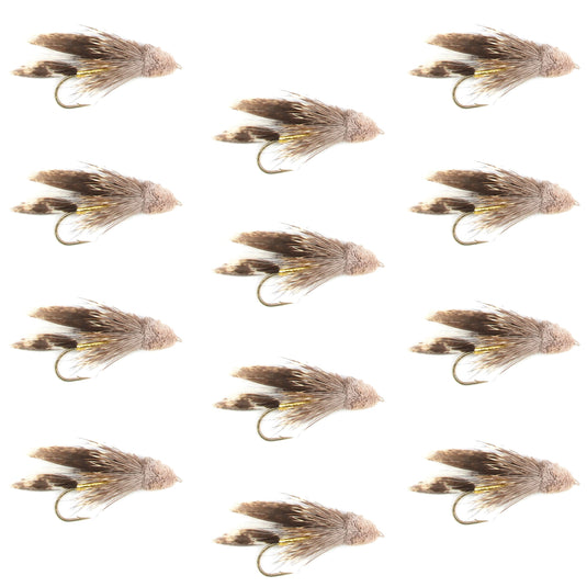 Muddler Minnow Streamer Fishing Fly - 12 Flies Hook Size 4