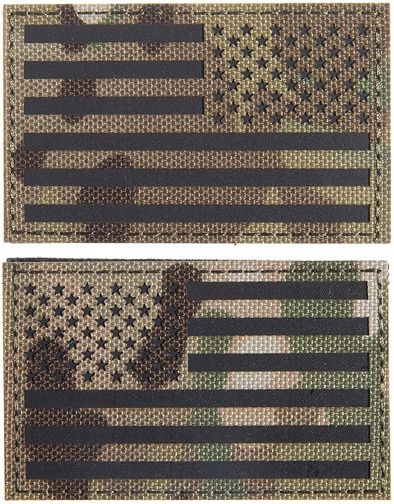Load image into Gallery viewer, (PAIR of TWO) Reflective 3D US Flag Patch with Hook and Loop
