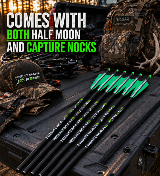 NIGHTMARE XTREME Crossbow Bolts Carbon Half Moon and Capture Nocks 20"