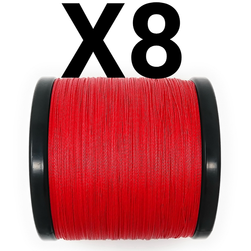 Load image into Gallery viewer, Reaction Tackle X8 Braided Fishing Line - NO FADE Red 8 Strand
