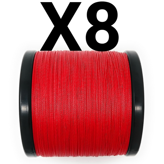 Reaction Tackle X8 Braided Fishing Line - NO FADE Red 8 Strand