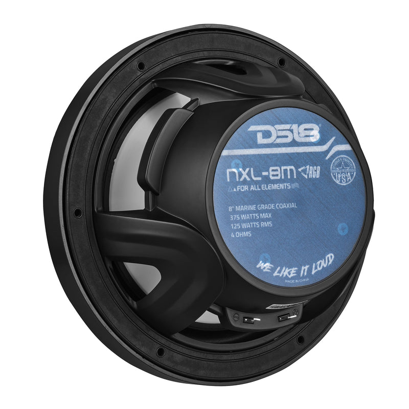 Load image into Gallery viewer, NXL 8&quot; 2-Way Coaxial Marine Speaker With LED RGB Lights 125 Watts Rms 4-Ohm
