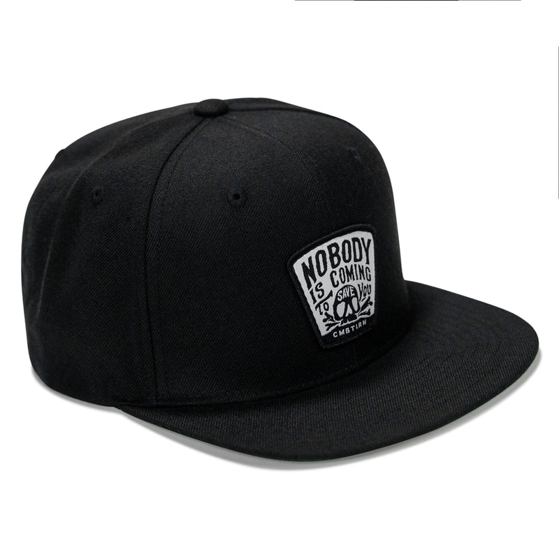 Load image into Gallery viewer, Nobody Is Coming To Save You Skull Patch Flatbill Snapback Hat
