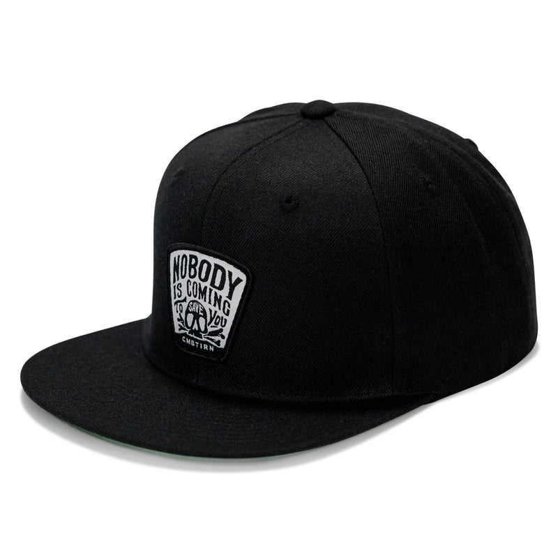 Load image into Gallery viewer, Nobody Is Coming To Save You Skull Patch Flatbill Snapback Hat

