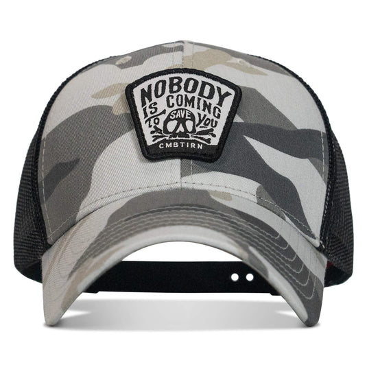 Nobody Is Coming To Save You Skull Patch Snapback Hat
