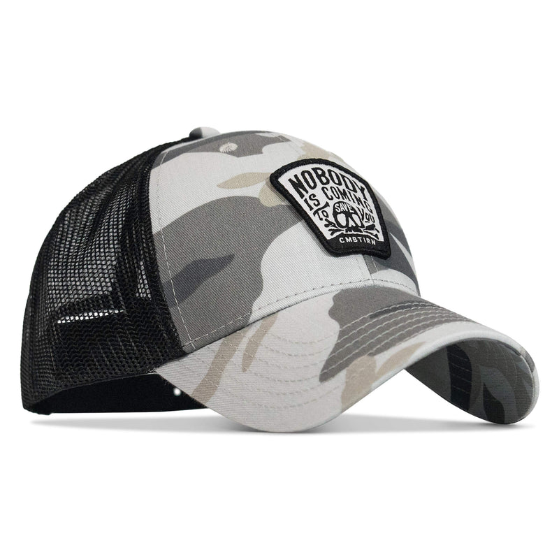 Load image into Gallery viewer, Nobody Is Coming To Save You Skull Patch Snapback Hat
