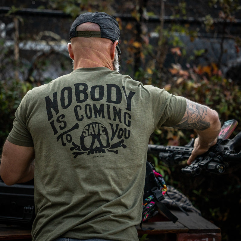 Load image into Gallery viewer, Nobody Is Coming To Save You Skull Men's T-Shirt
