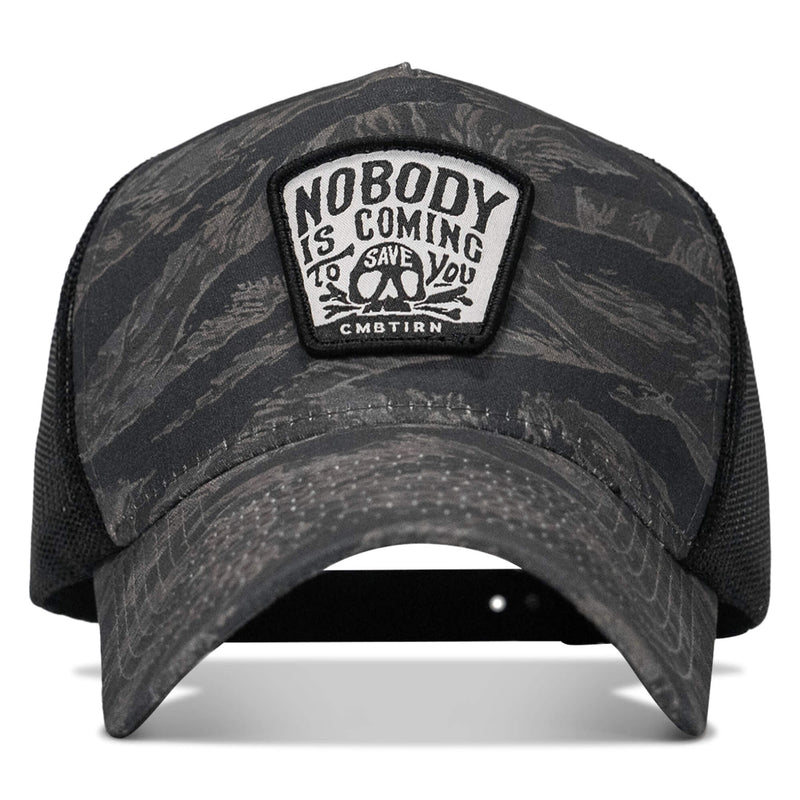 Load image into Gallery viewer, Nobody Is Coming To Save You Skull Patch Five Panel Breacher Snapback Hat
