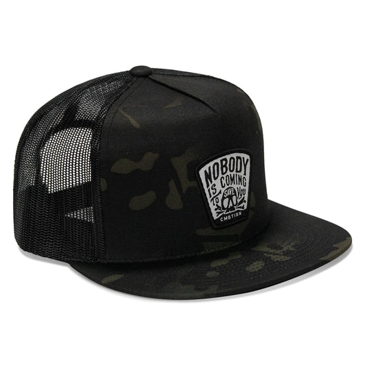 Nobody Is Coming To Save You Skull Patch Flatbill Snapback Hat
