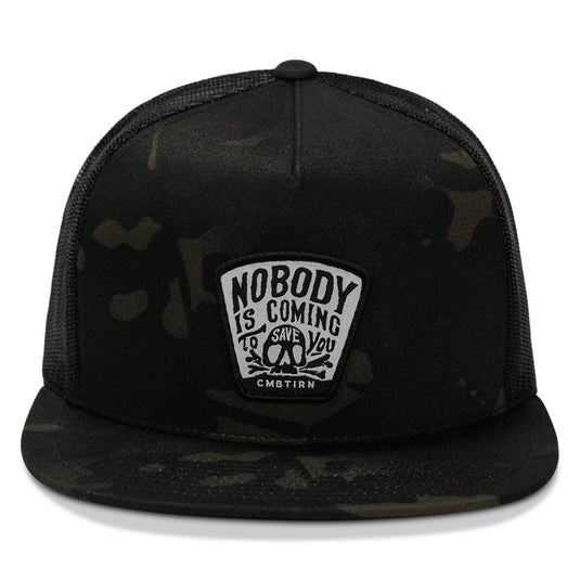 Nobody Is Coming To Save You Skull Patch Flatbill Snapback Hat
